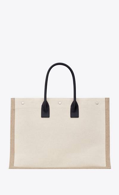 SAINT LAURENT rive gauche large tote bag in printed canvas and leather outlook