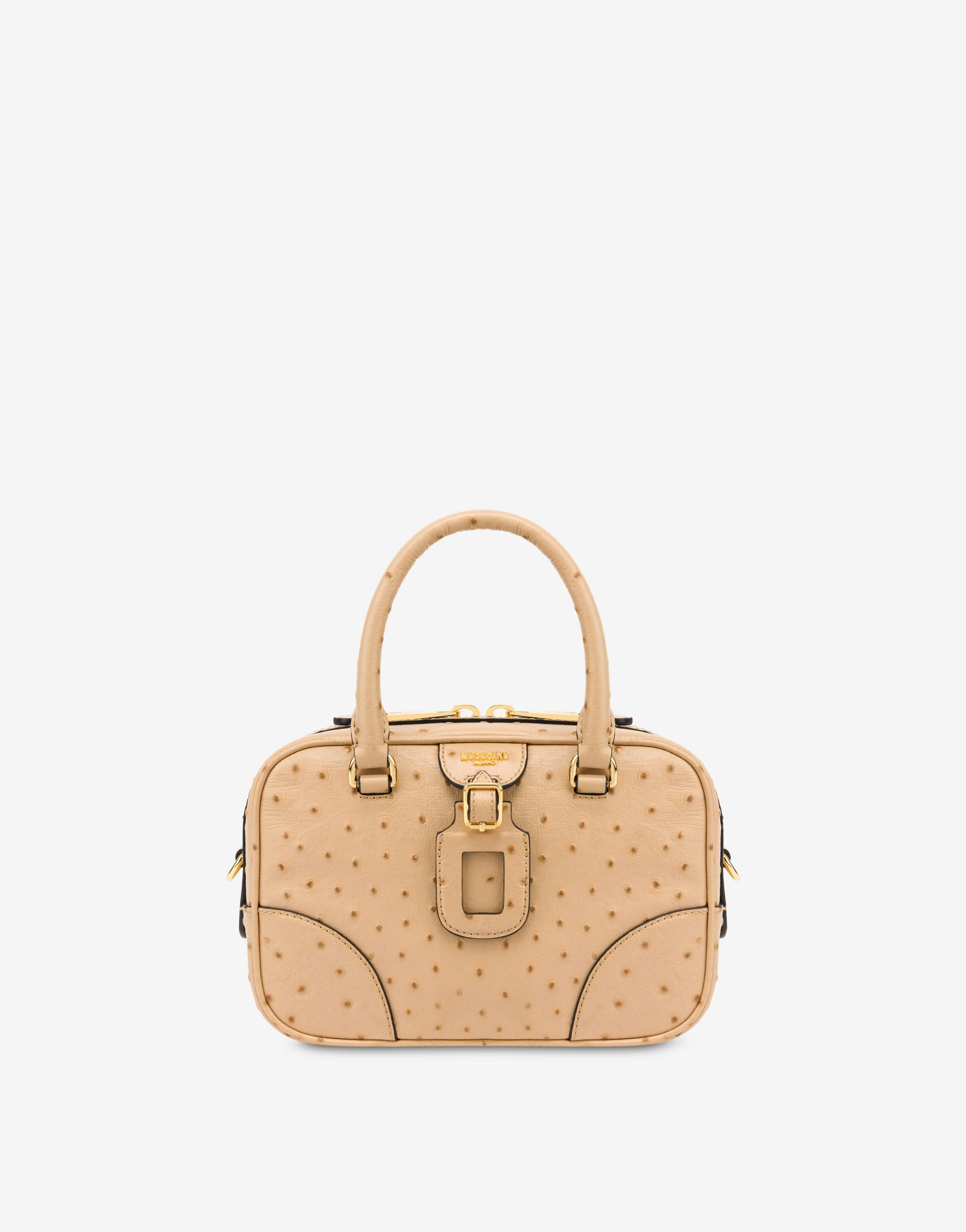 TRAVEL TAG HANDBAG WITH OSTRICH PRINT - 1