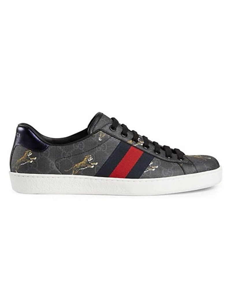 Black & Grey Supreme Ace GG Tiger Sneakers - 1