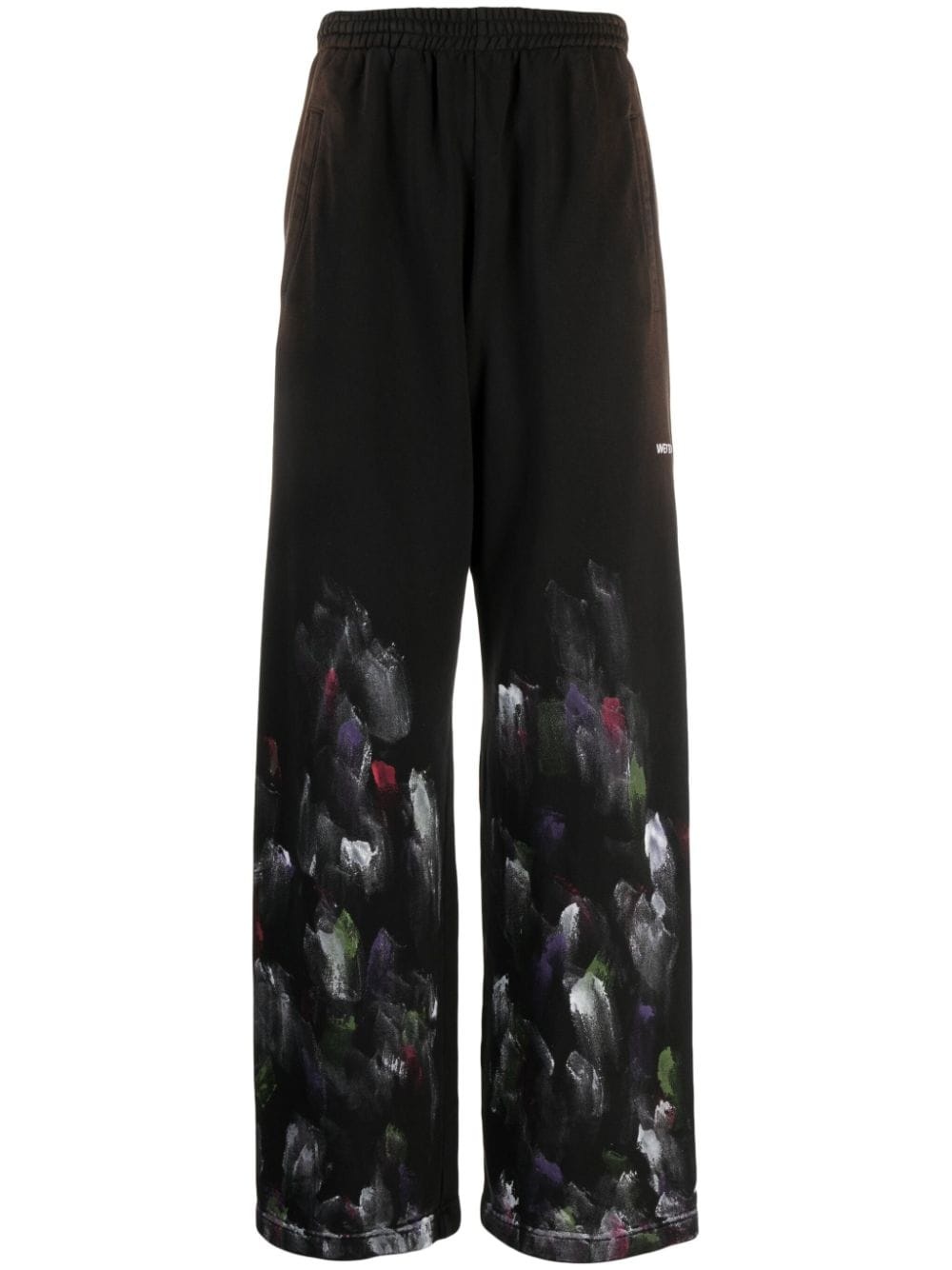 painterly-print cotton track pants - 1