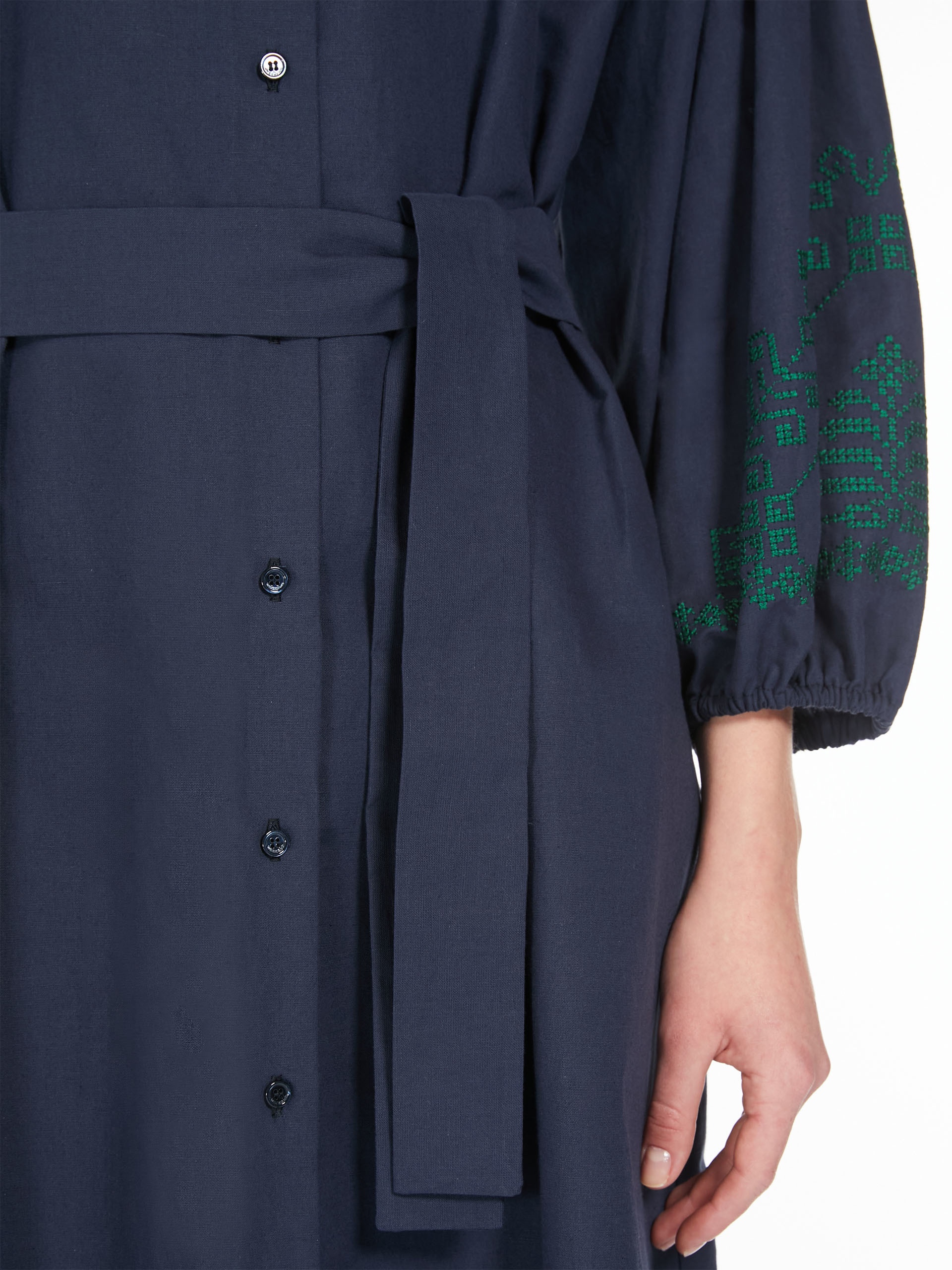 OSSOLA Cotton and linen shirt dress - 5