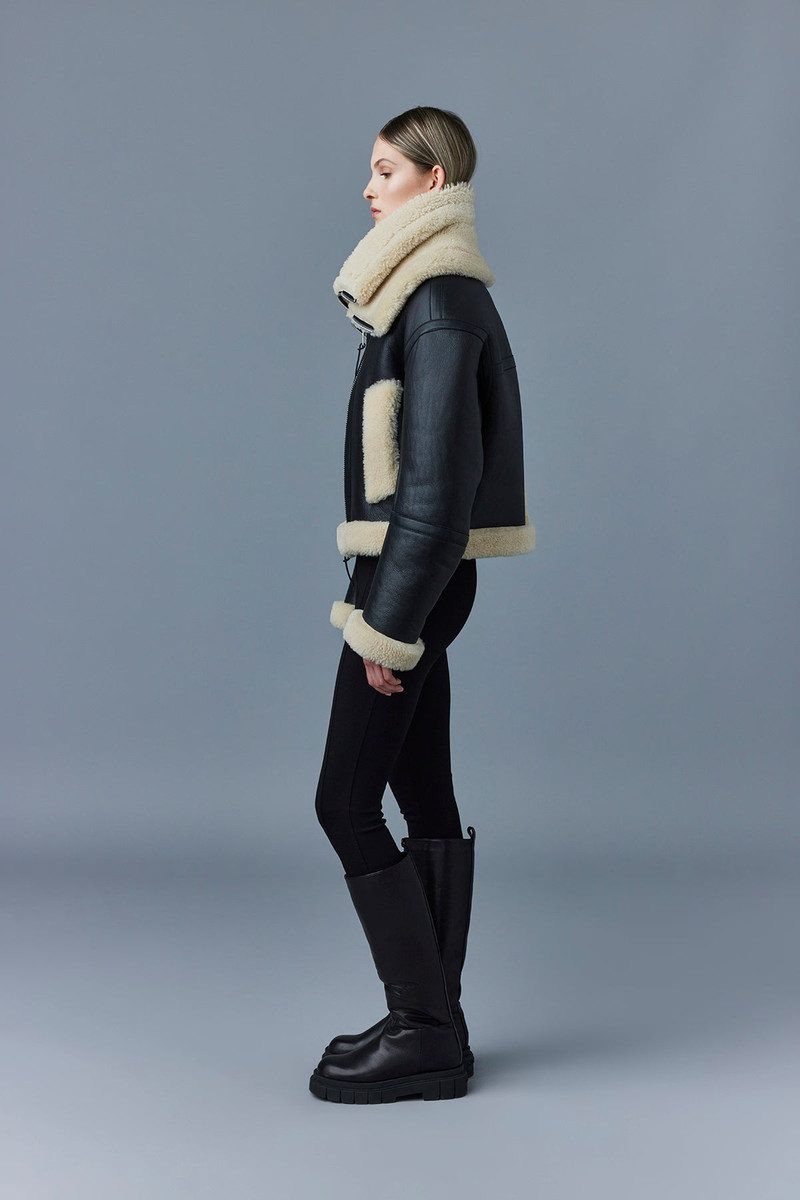 MACKAGE PENELOPA Sheepskin jacket with double collar outlook