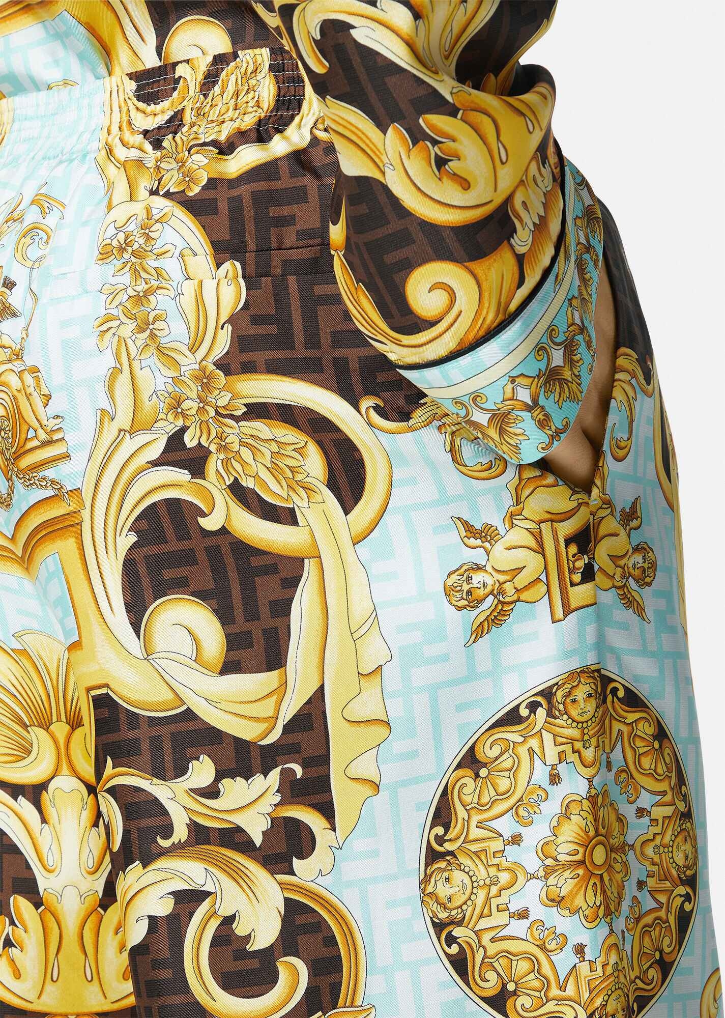 Fendace Gold Baroque Silk Shorts - 5