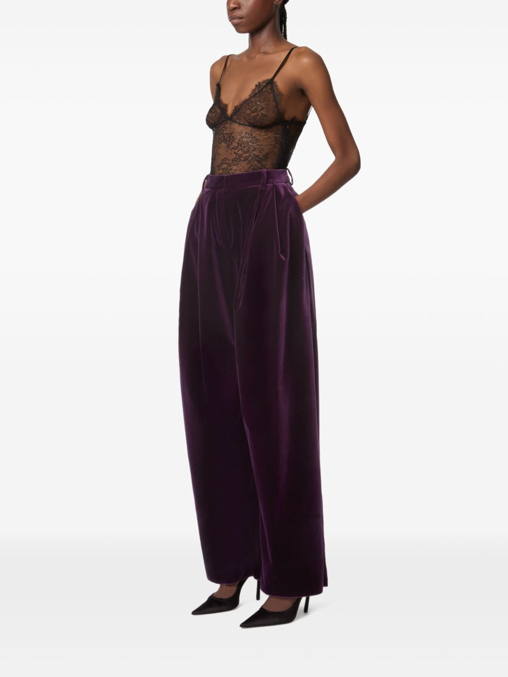 pleated velvet trousers - 3