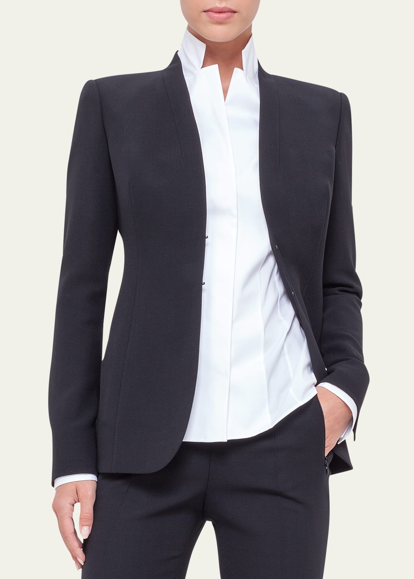 Shawl-Collar Wool Jacket - 3