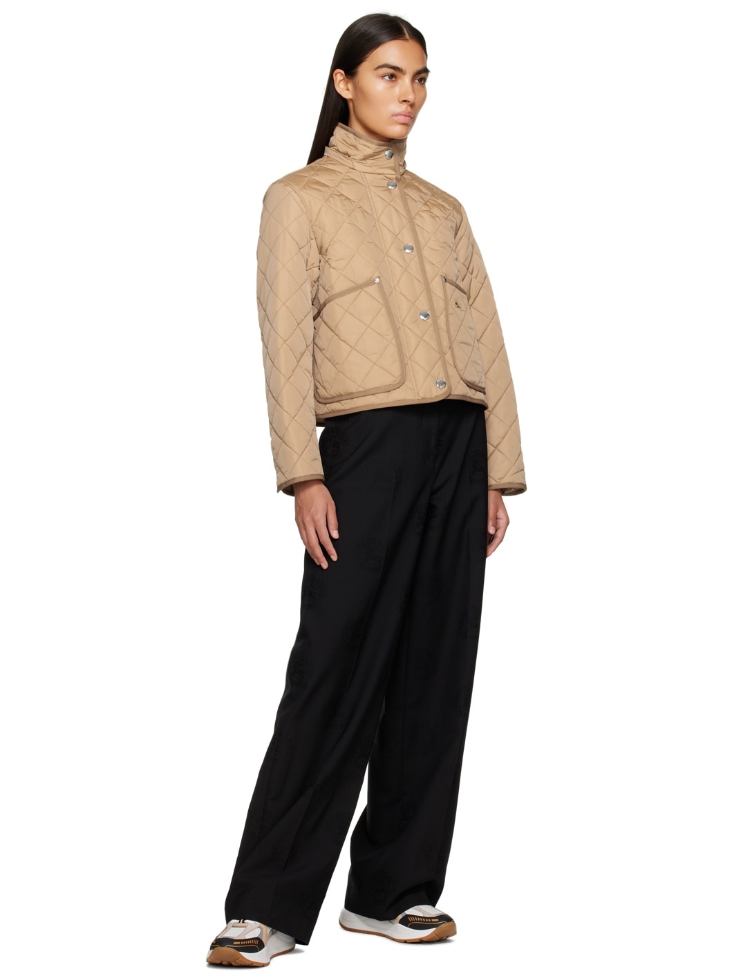 Beige Quilted Jacket - 4
