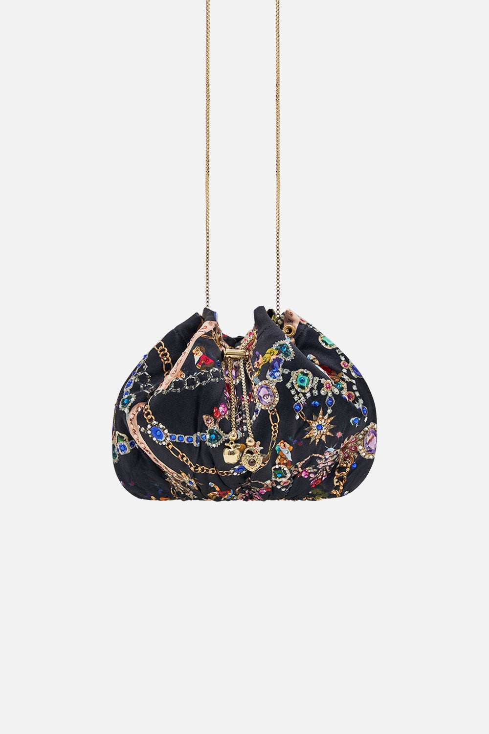 DRAWSTRING POUCH WITH CHAIN STRAP - 1