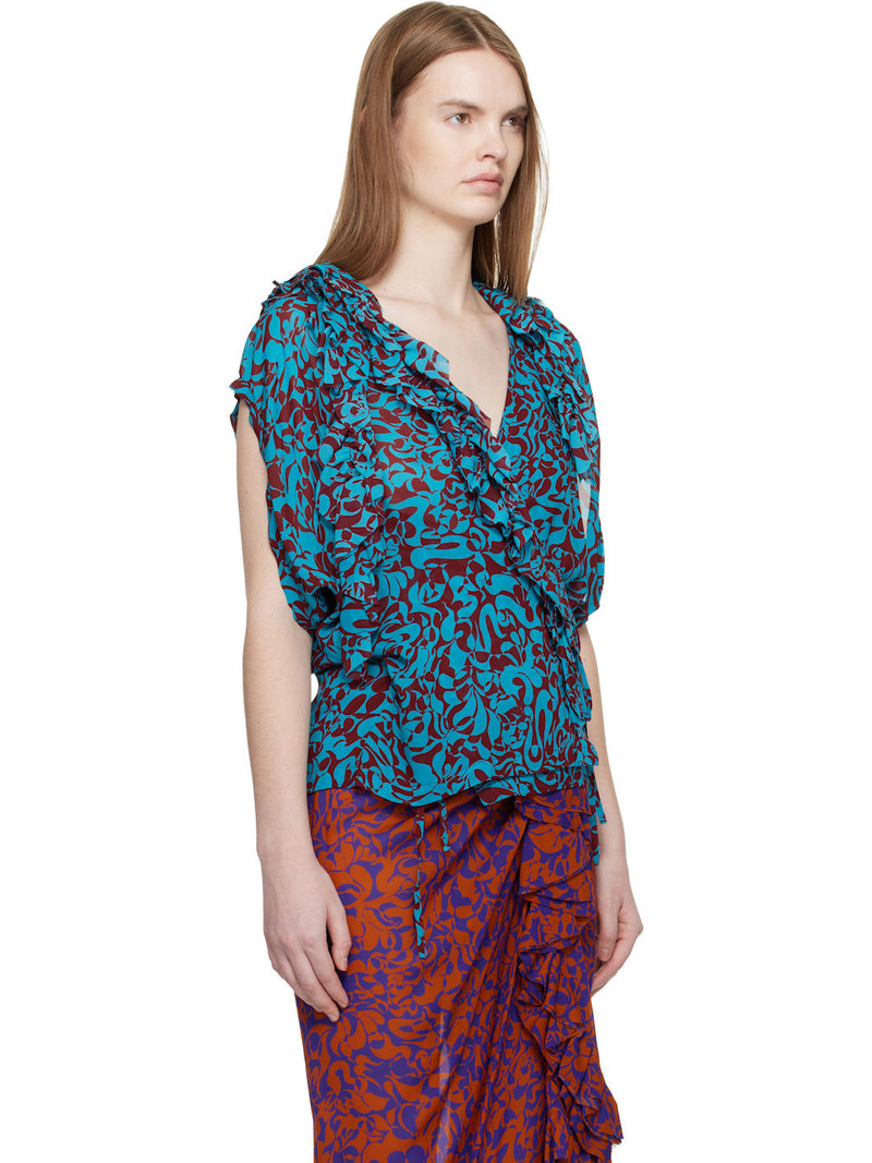 Blue & Burgundy Pattern Top 2