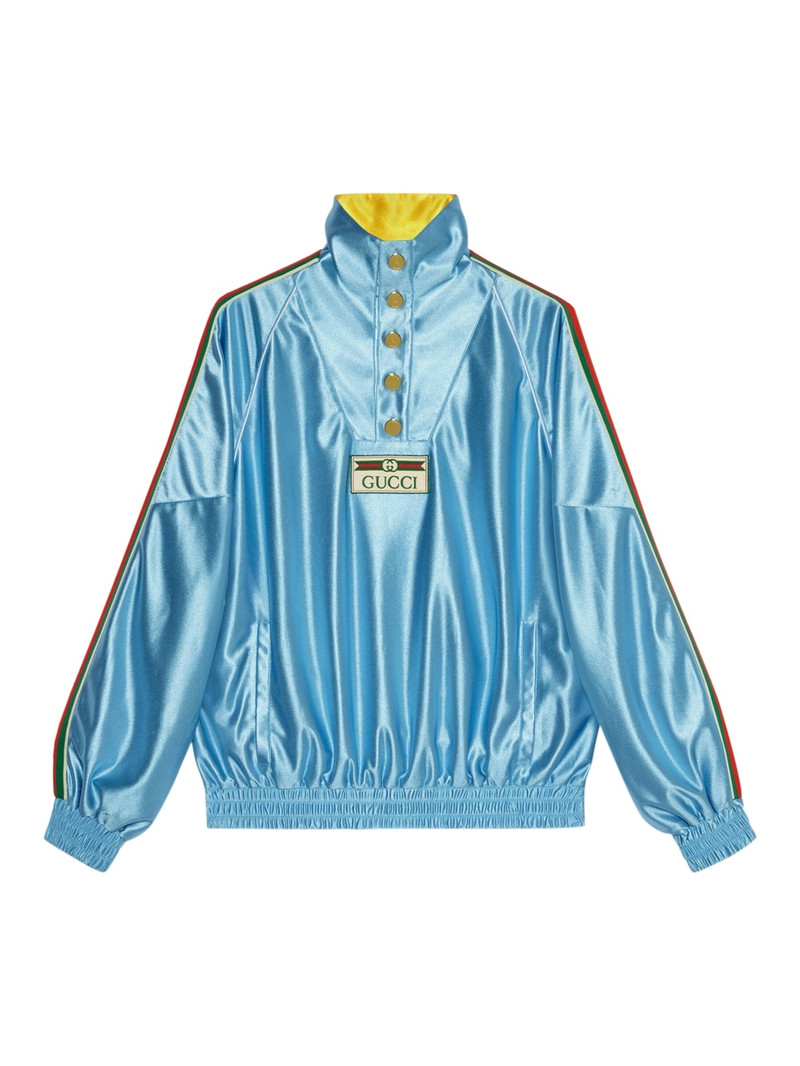 Shiny Jersey Sweatshirt With Web - 1