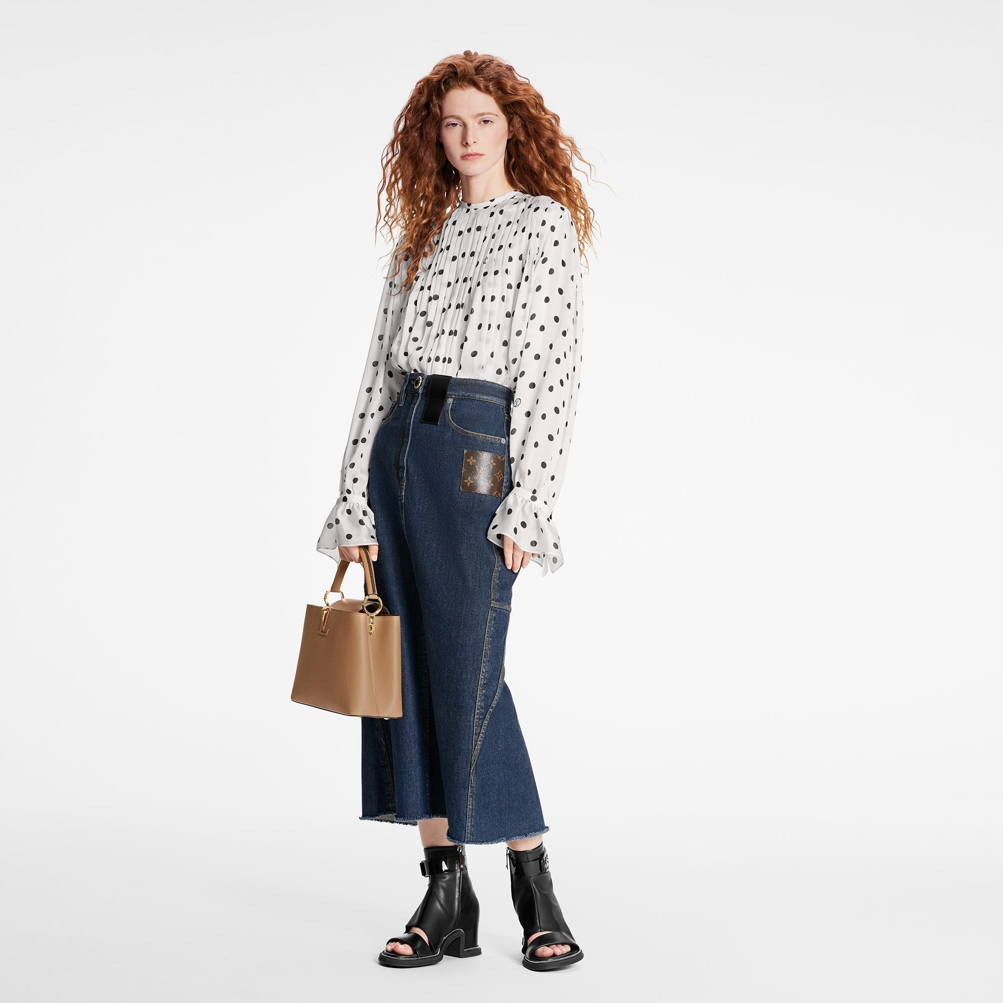 Monogram Patch Long Denim Skirt - 4