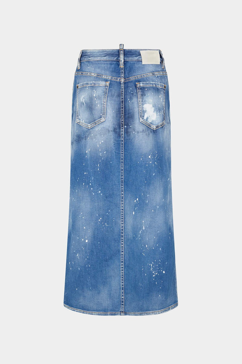 DSQUARED2 MEDIUM ICE SPOTS WASH DENIM LONG SKIRT outlook