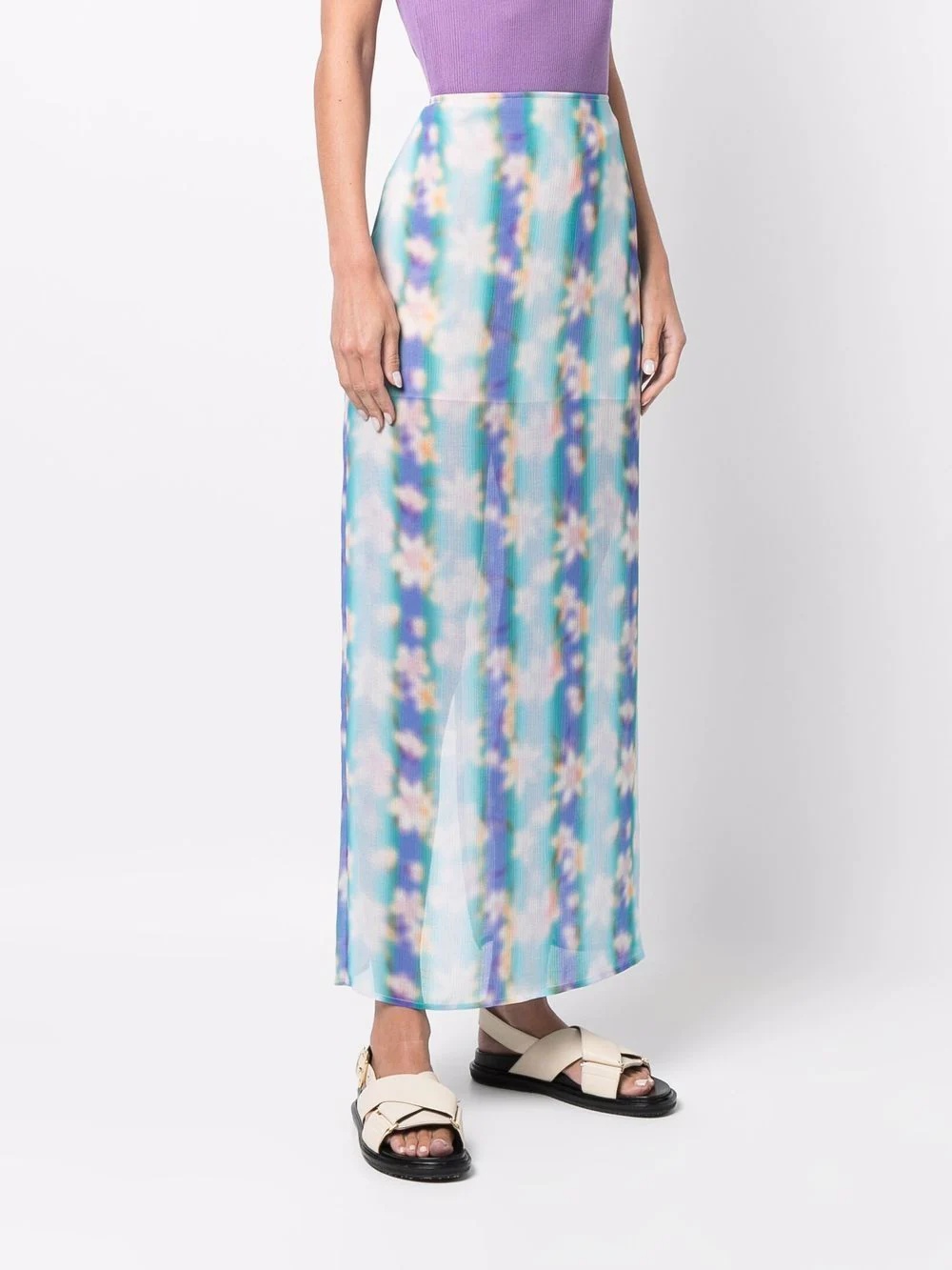 floral-print straight maxi skirt - 3
