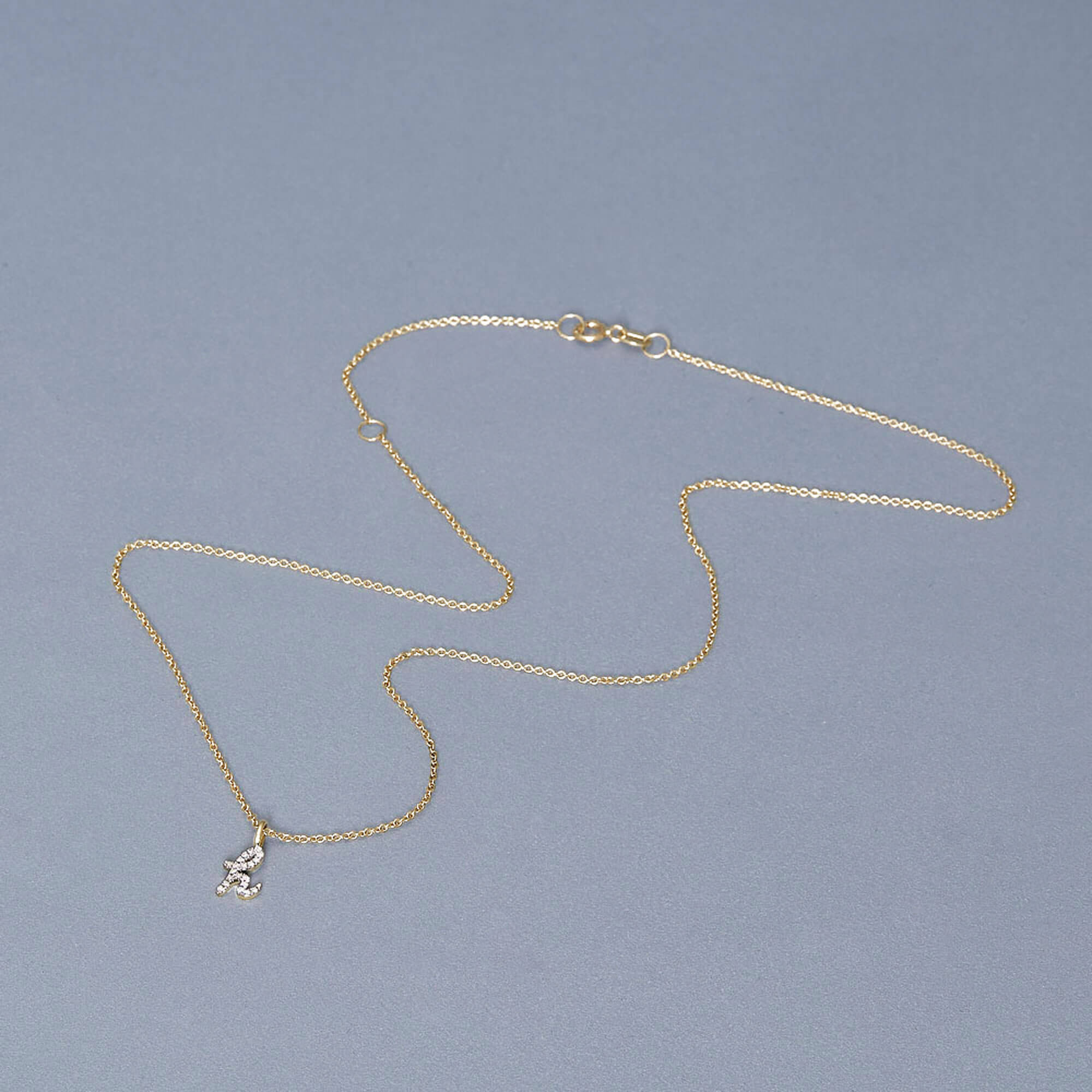 Diamond Cursive Initial Necklace - 4