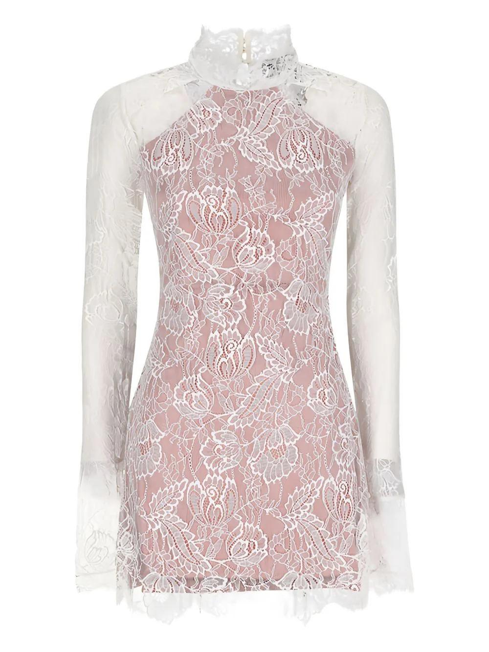 lace mock-neck mini dress - 1