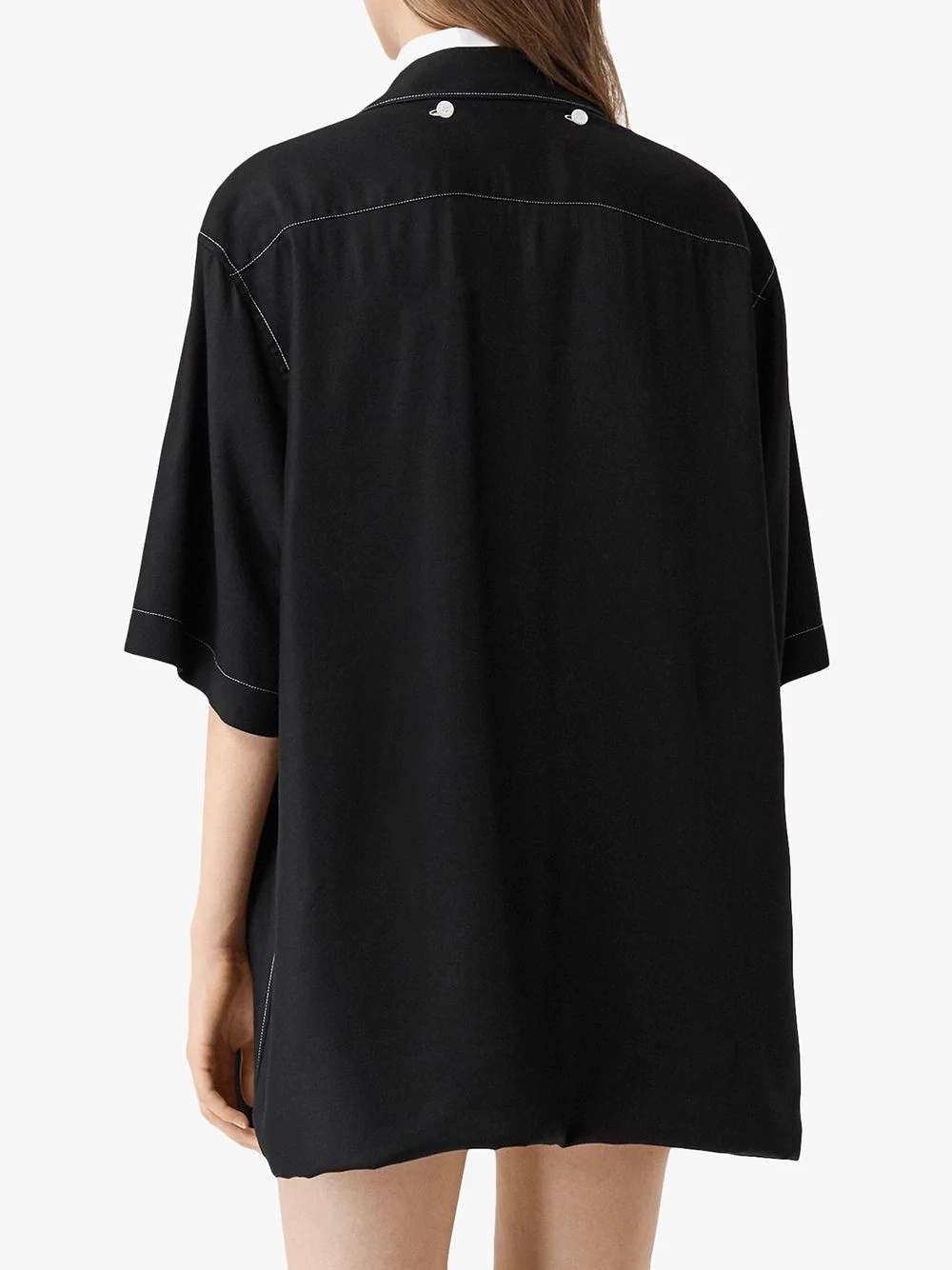 logo appliqué oversized double shirt - 4