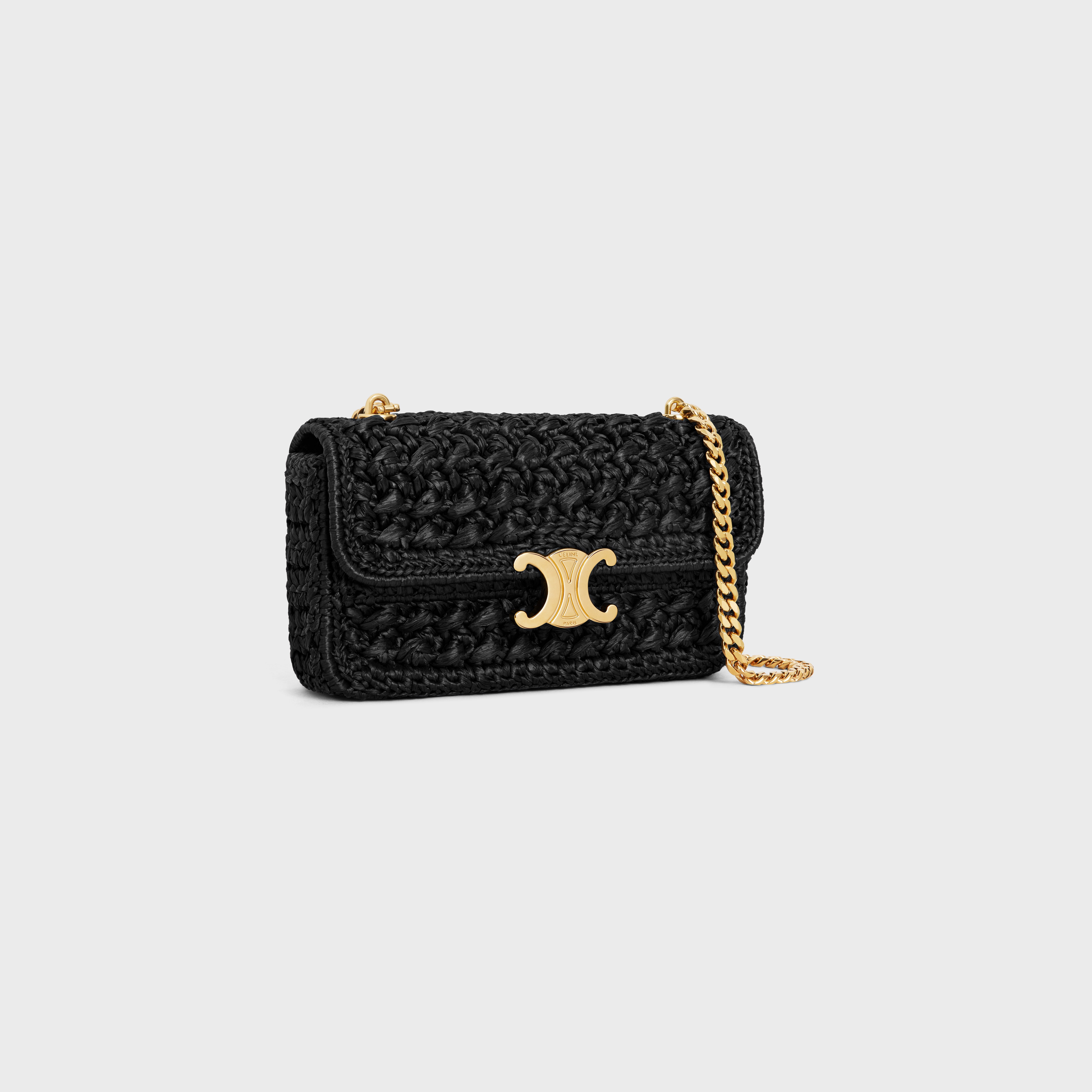 CHAIN SHOULDER BAG CLAUDE in RAFFIA EFFECT TEXTILE - 2