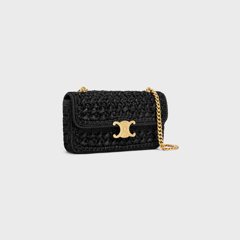 CELINE CHAIN SHOULDER BAG CLAUDE in RAFFIA EFFECT TEXTILE outlook