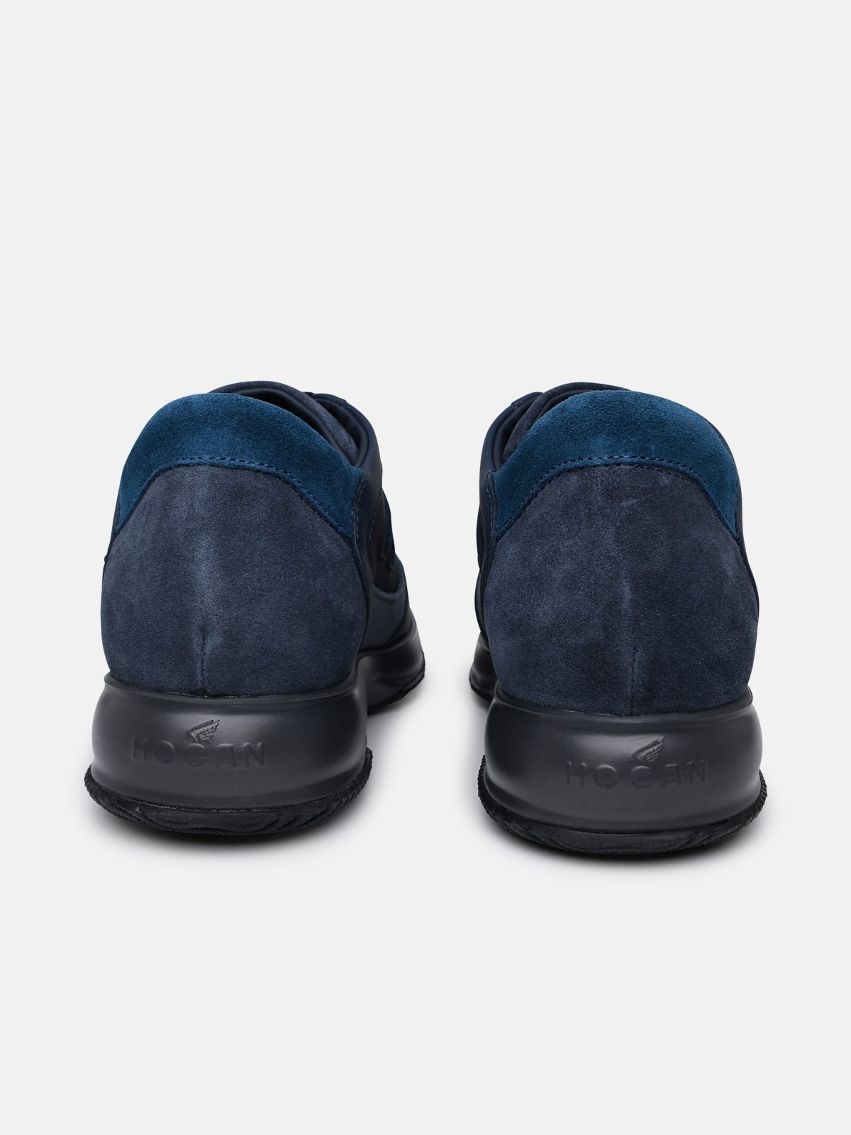 Blue leather sneakers - 4