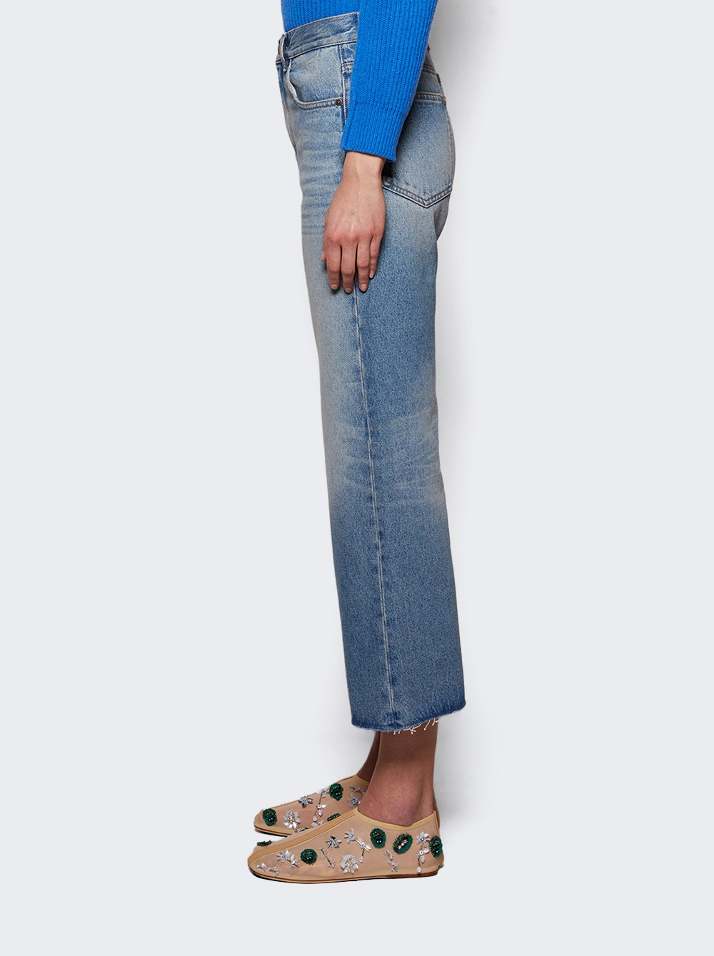 Wide Leg Cropped Jean Pale Blue - 4