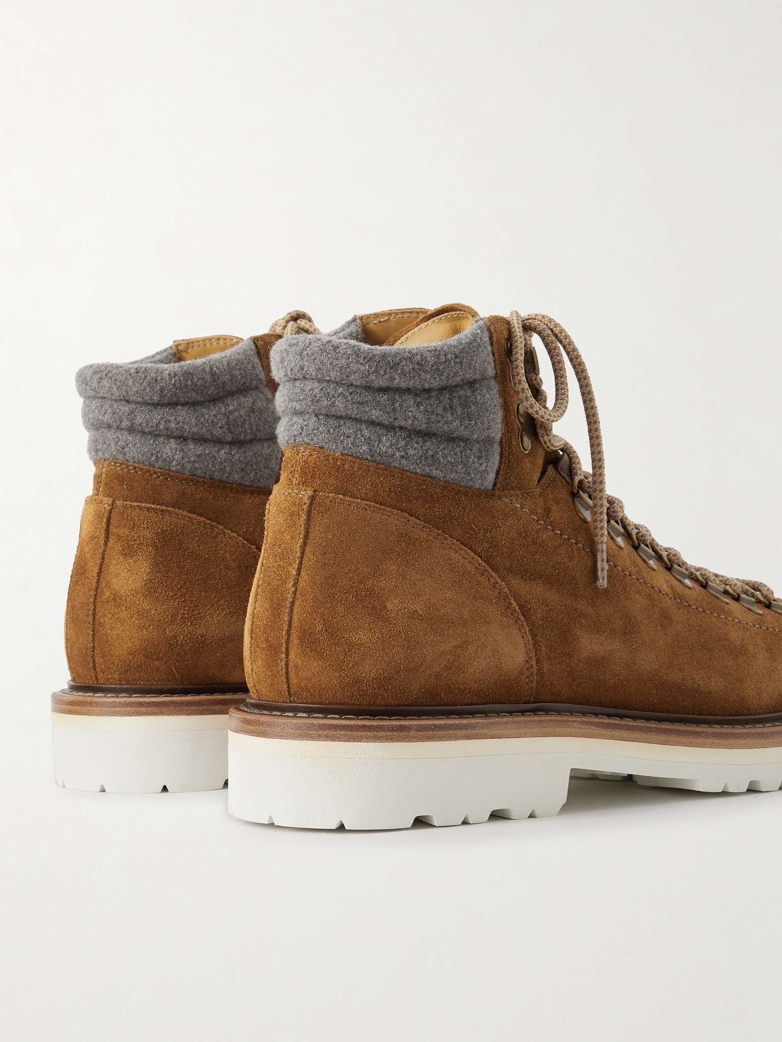 Flannel-Trimmed Suede Boots - 5
