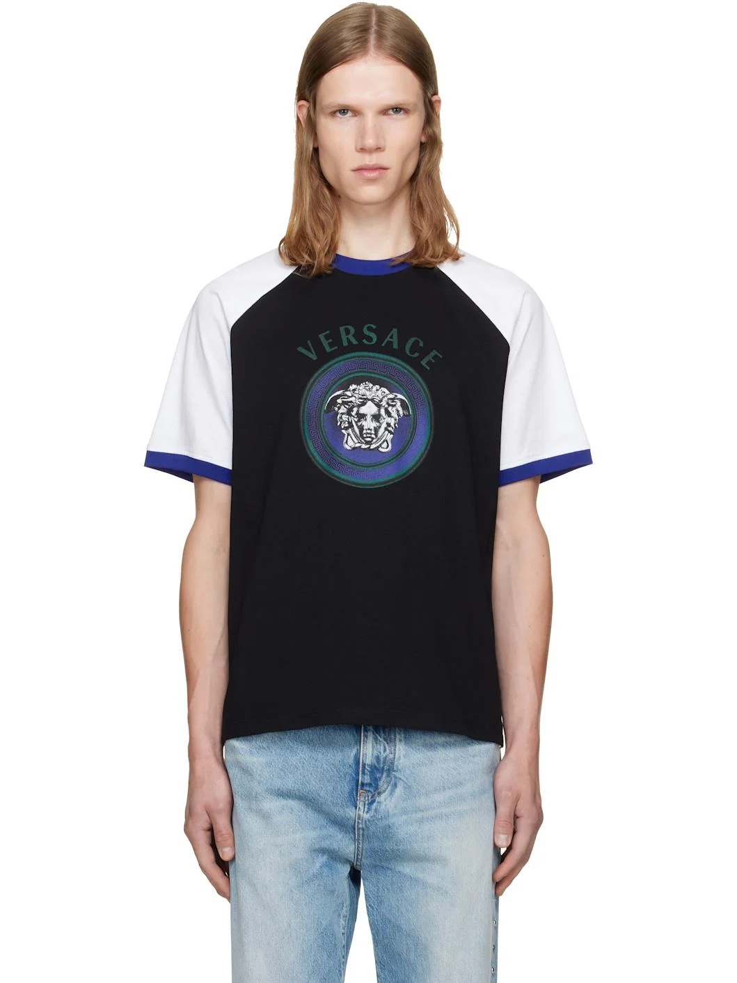 Black & White Printed Cotton Jersey Regular T-shirt - 1