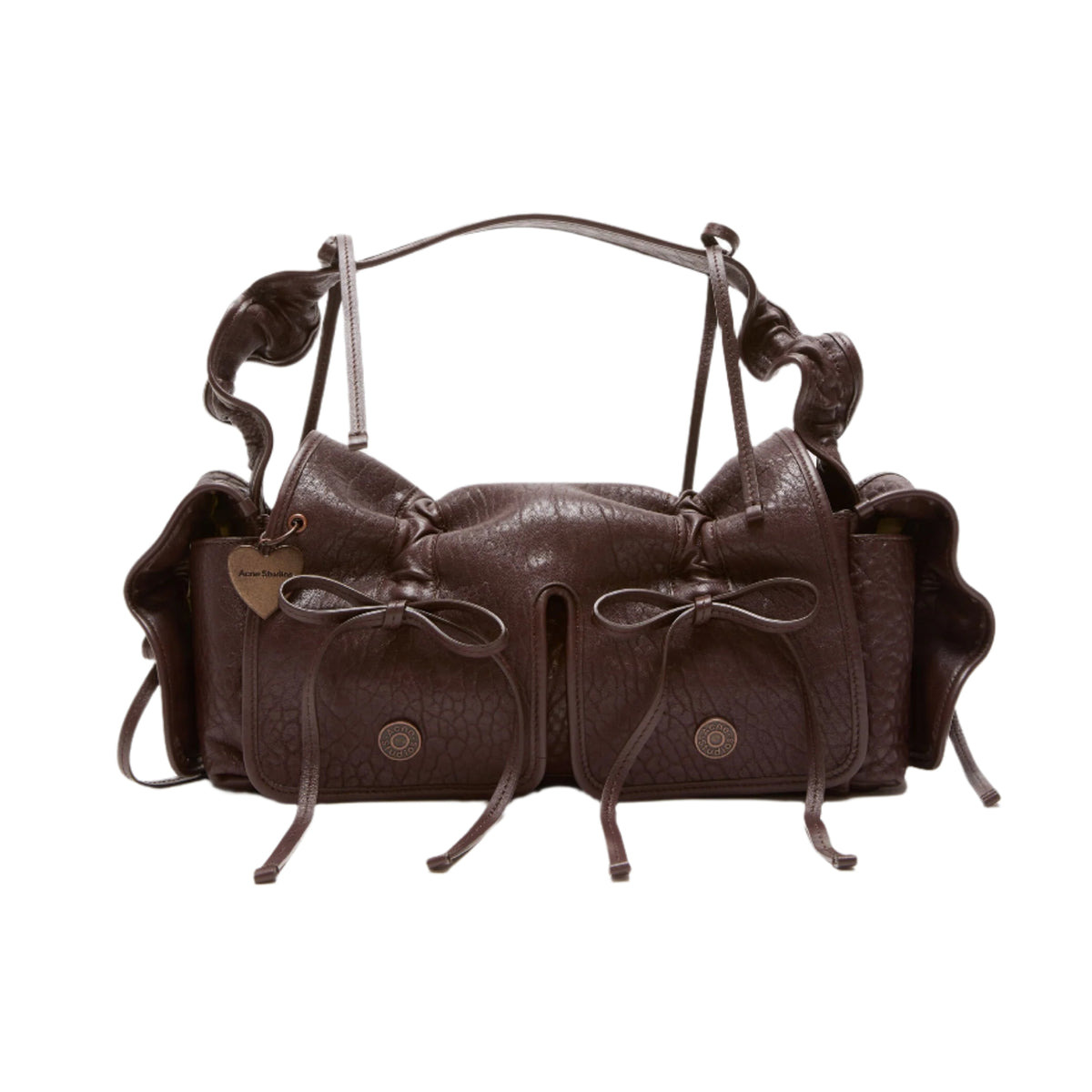 MULTIPOCKET GRAINED LEATHER BAG (CHOCOLATE BROWN) - 1