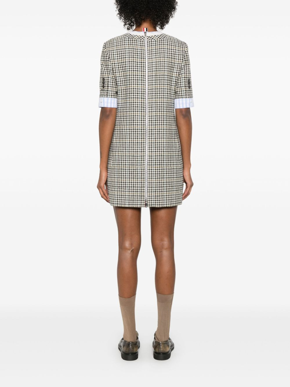 trompe l'oeil-patch checked mini dress - 4