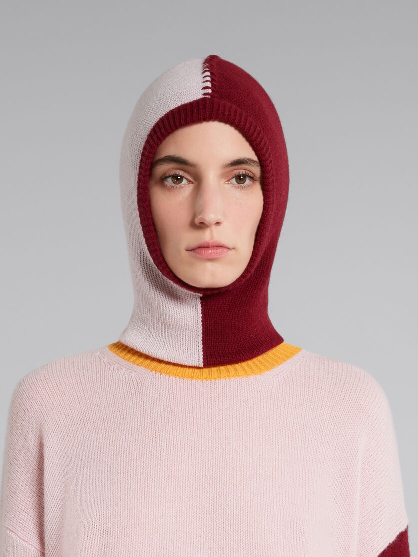 PINK COLOUR-BLOCK CASHMERE BALACLAVA - 2