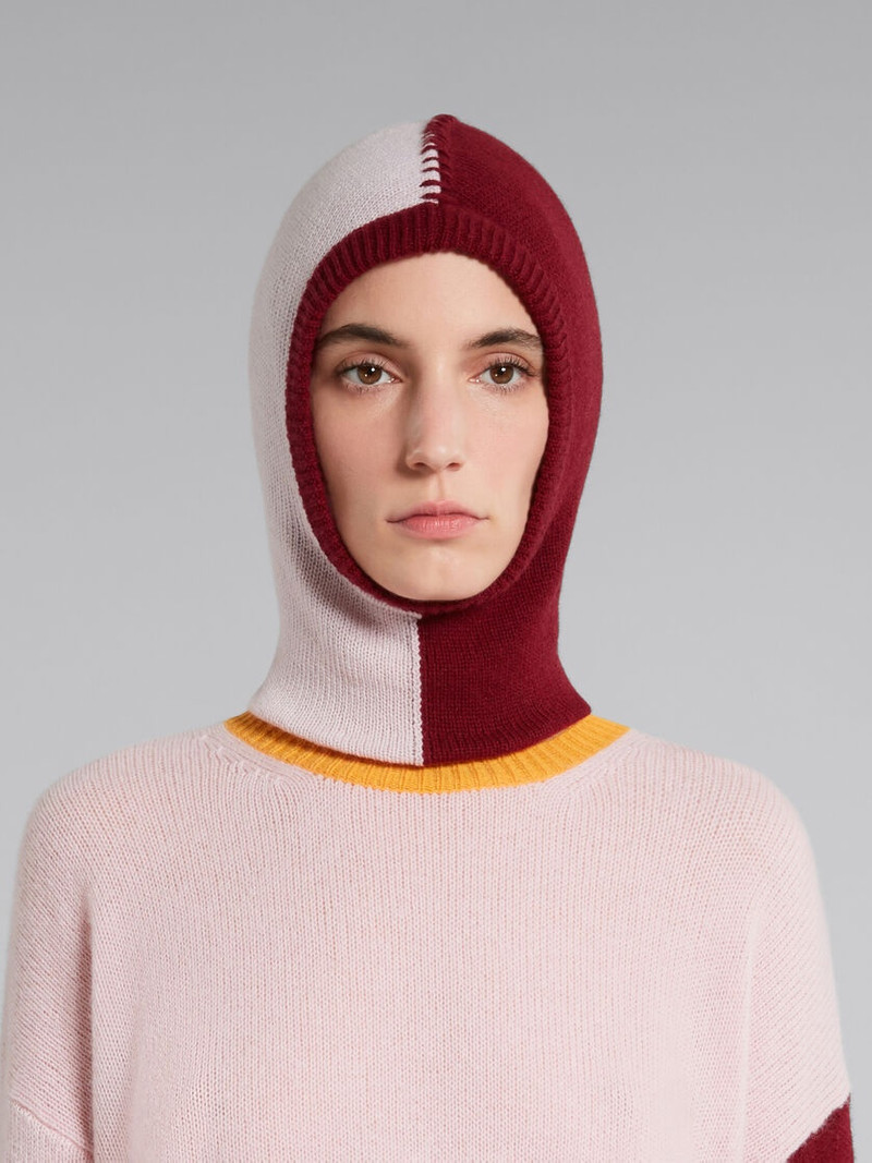 Marni PINK COLOUR-BLOCK CASHMERE BALACLAVA outlook