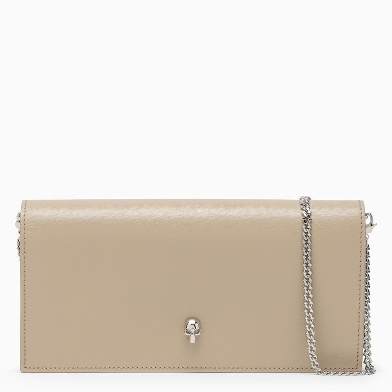 Alexander Mcqueen Camel Beige Chain Wallet In Leather Women - 1