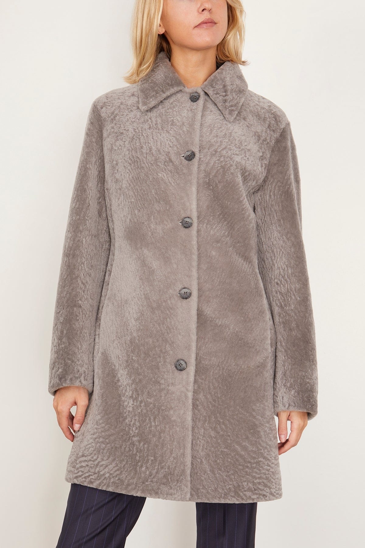 Beatris Shearling Coat in Grey - 3