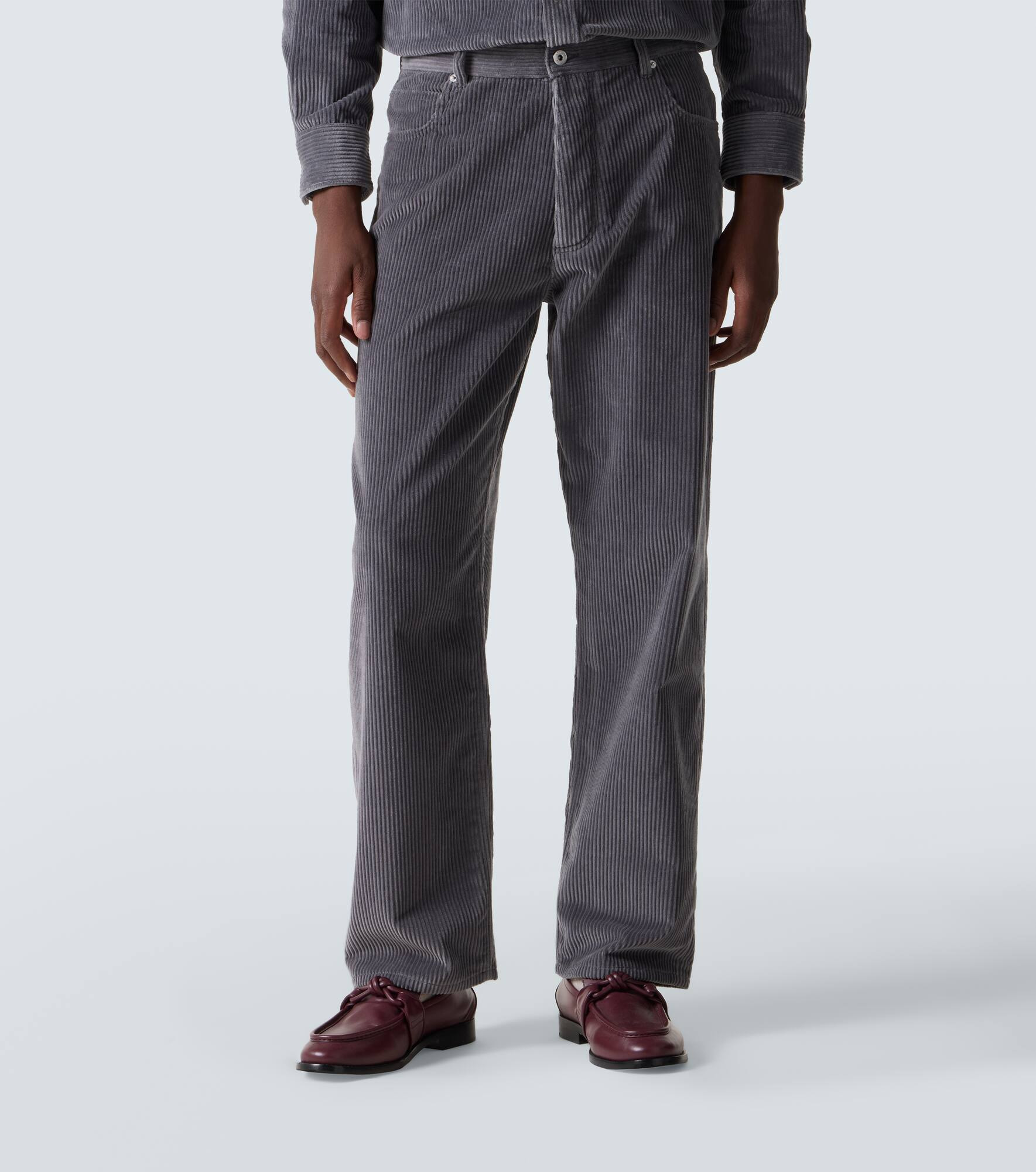 Matt cotton corduroy straight pants - 3