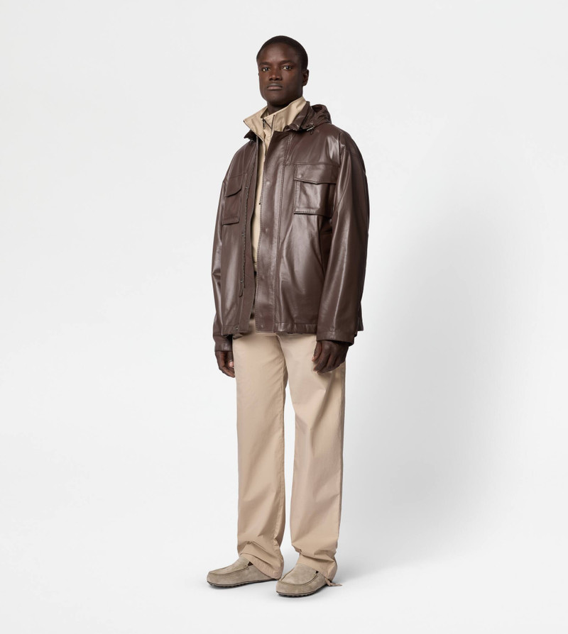 Tod's COMFORT FIT FIELD JACKET IN NAPPA LEATHER - BROWN outlook