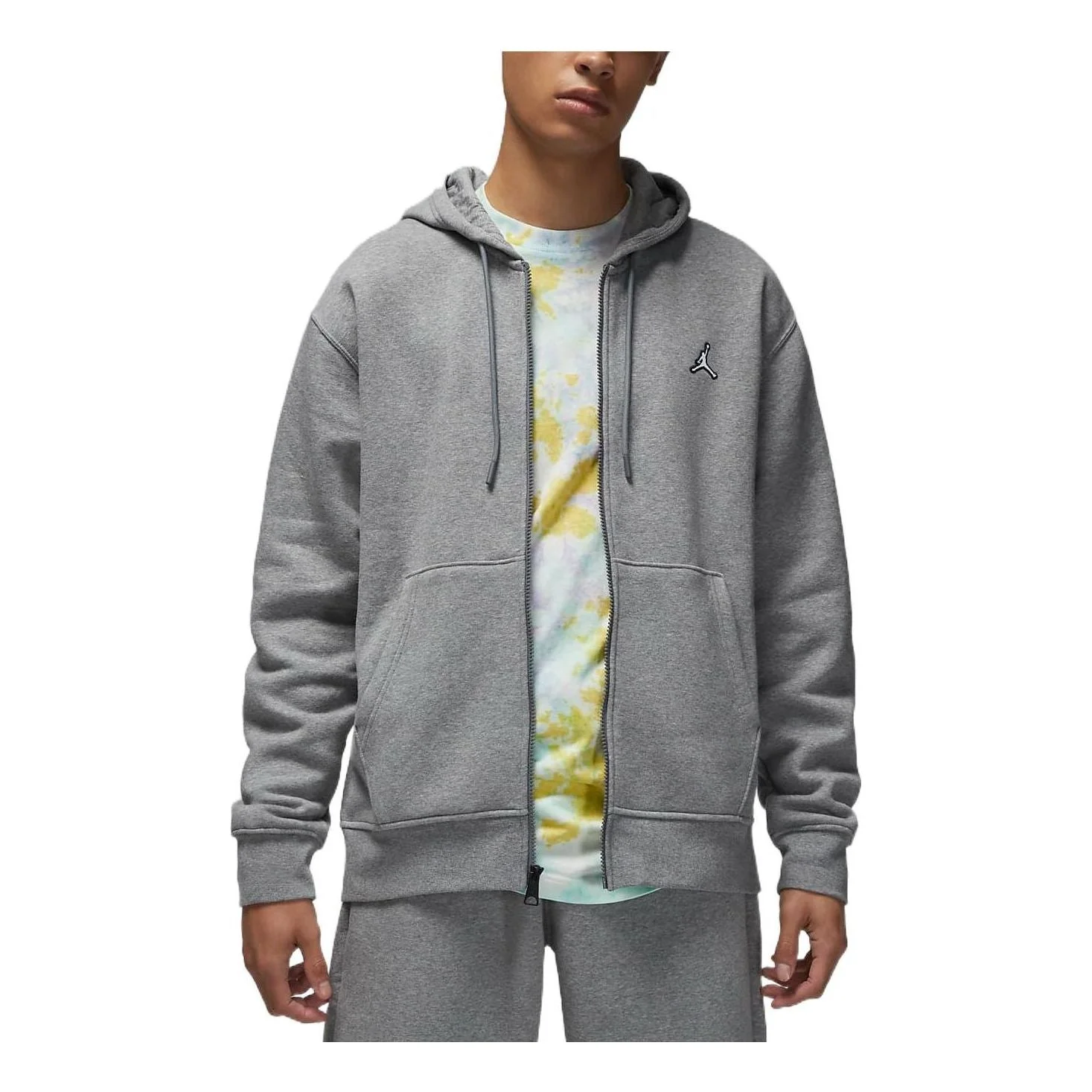 Nike Solid Color Brand Zipper Hooded Long Sleeves Hoodie Men's Grey DQ7351-091 - 1