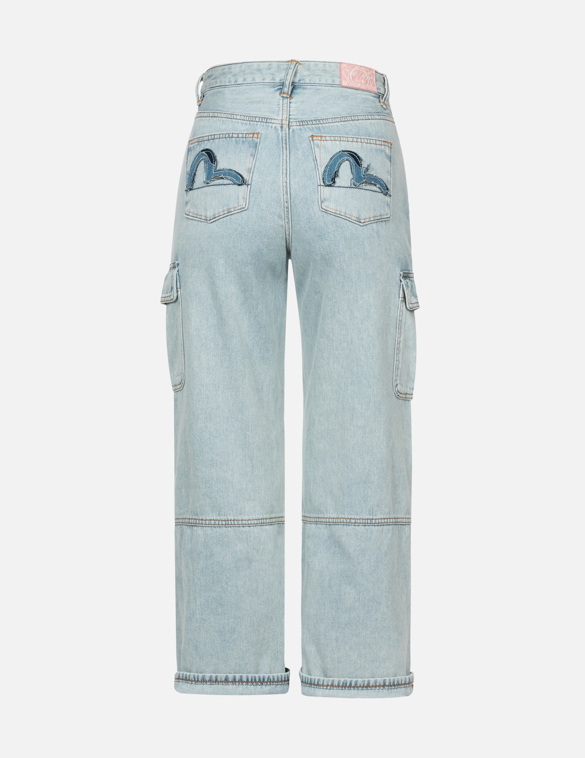 MULTI-POCKET DISTRESSED AND SEAGULL APPLIQUÉ FASHION FIT CARGO JEANS - 2