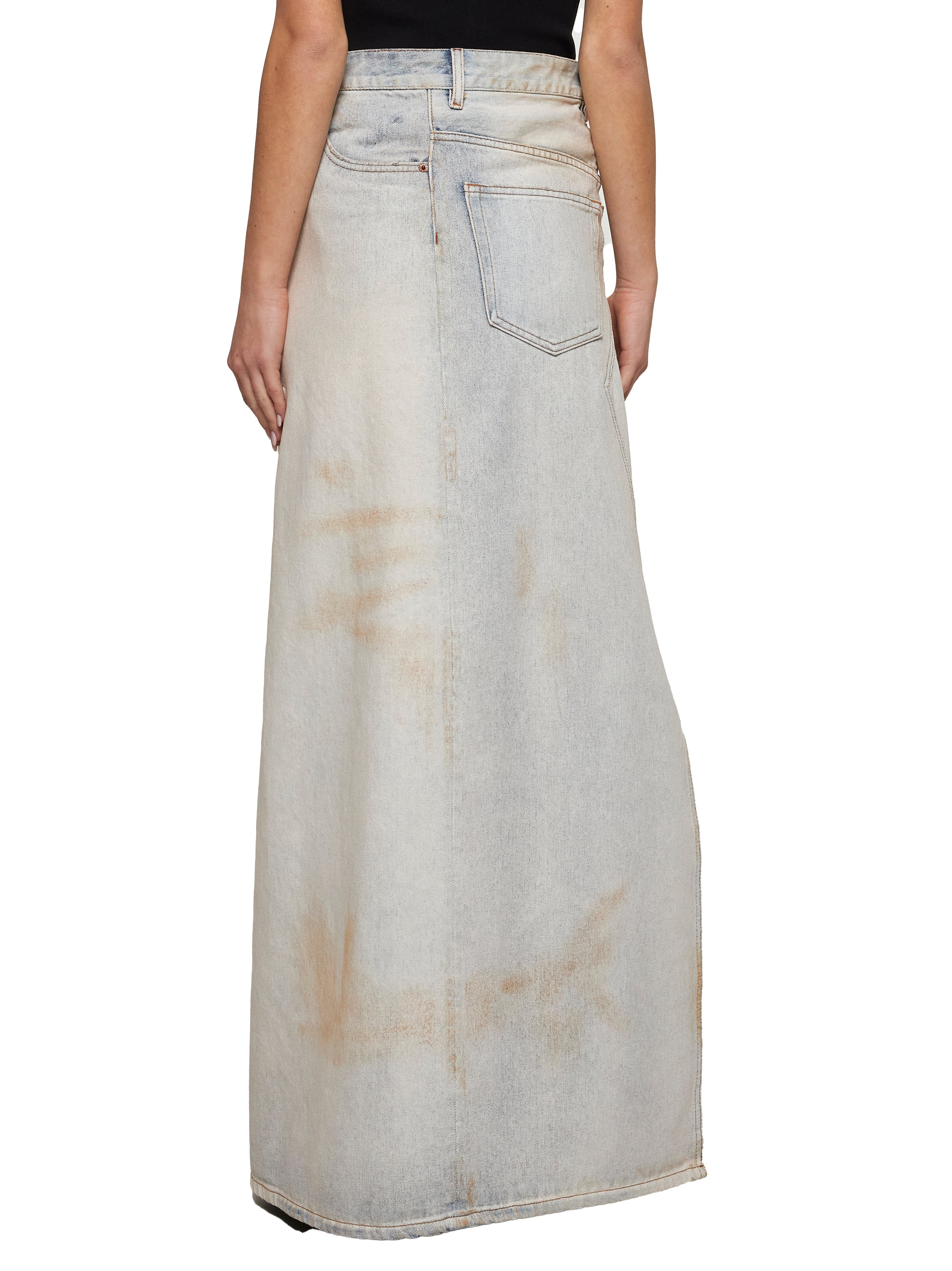 Light blue denim maxi skirt - 4