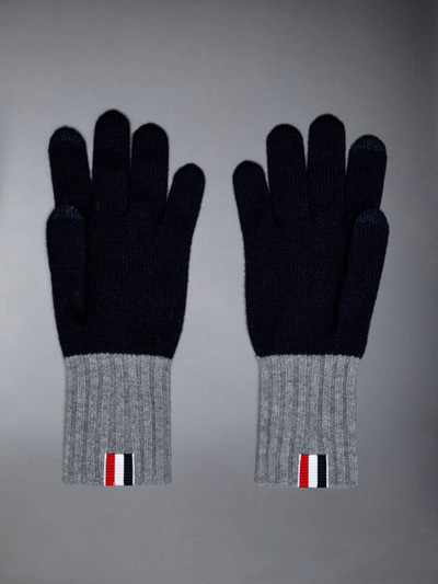 Thom Browne Merino Wool Jersey Paper Label Touchscreen Gloves outlook
