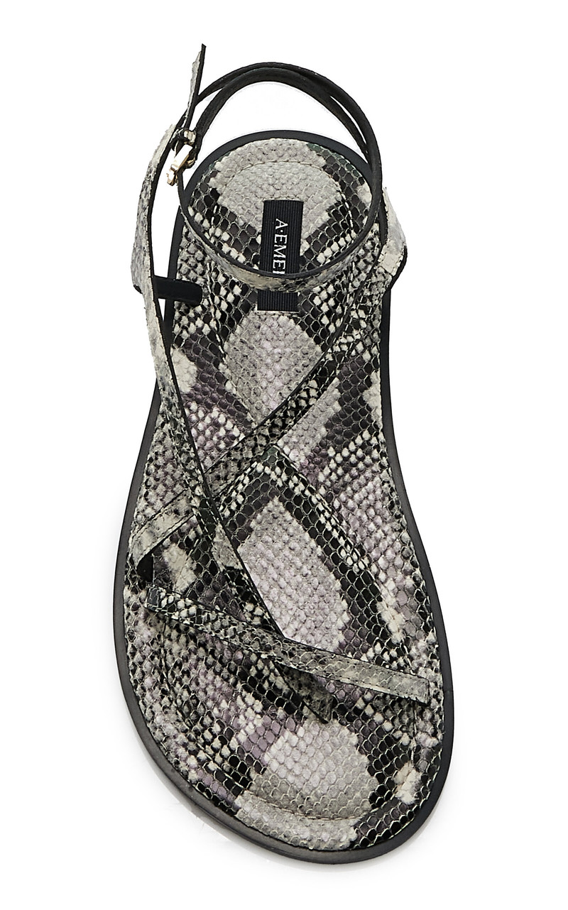 A.EMERY Edna Snake-Effect Leather Sandals animal outlook