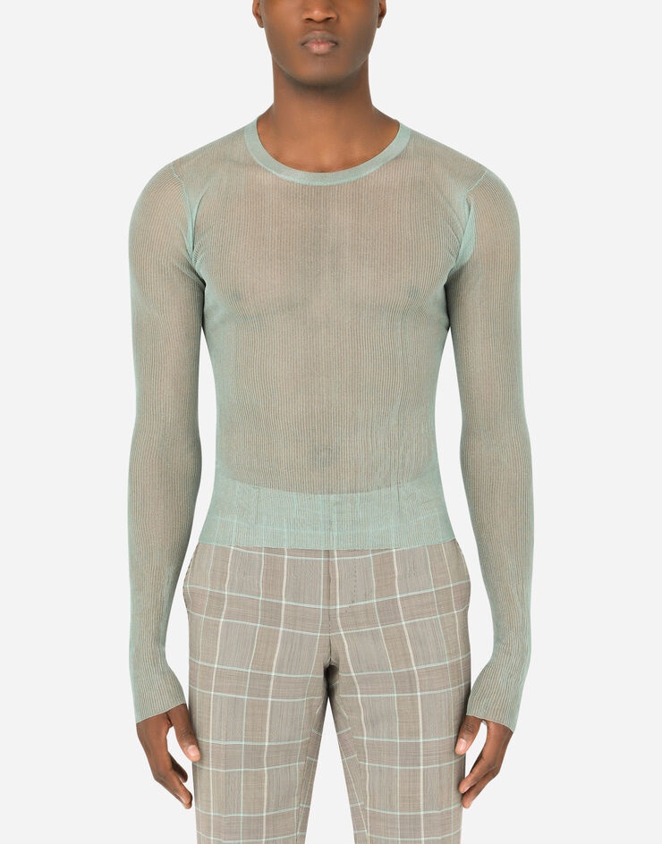 Ribbed technical yarn round-neck sweater - 2
