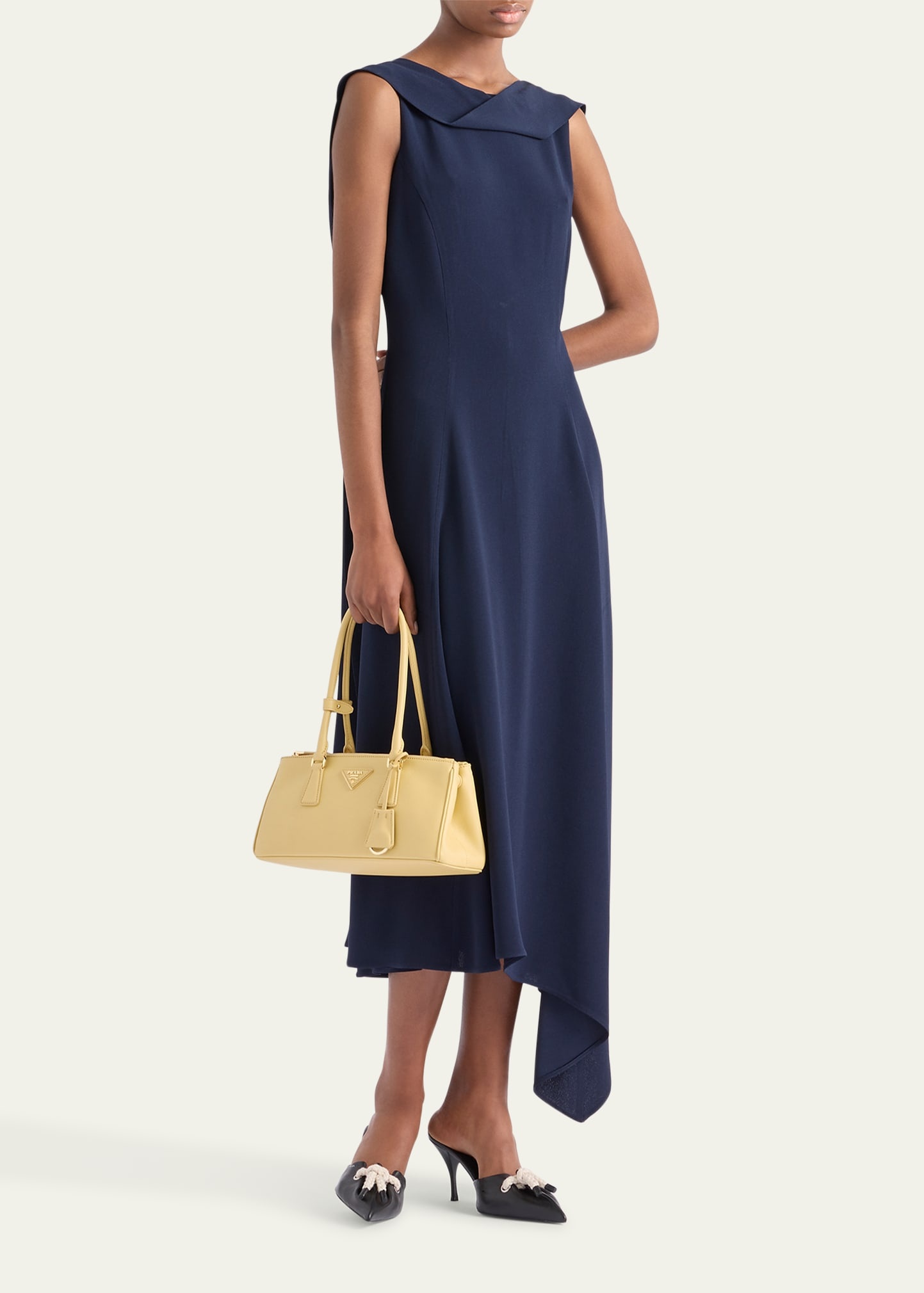Neck-Scarf Backless Cady Crepe Midi Dress - 2