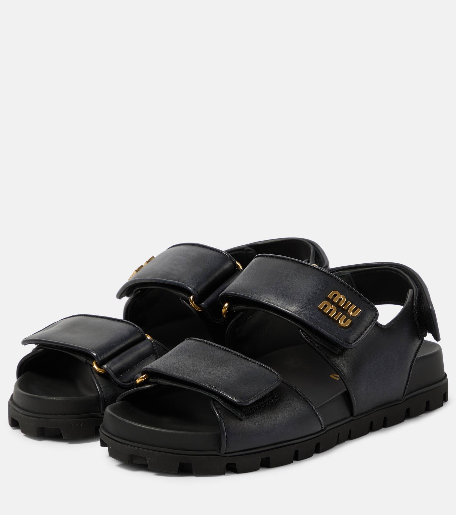 Logo leather sandals - 5