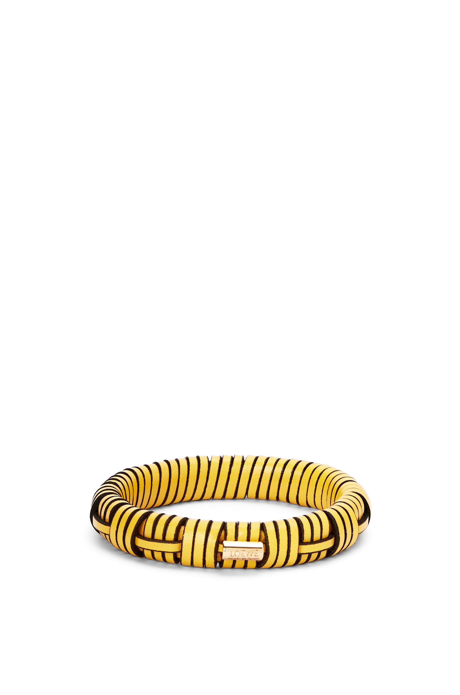 Woven bangle in brass and classic calfskin - 1