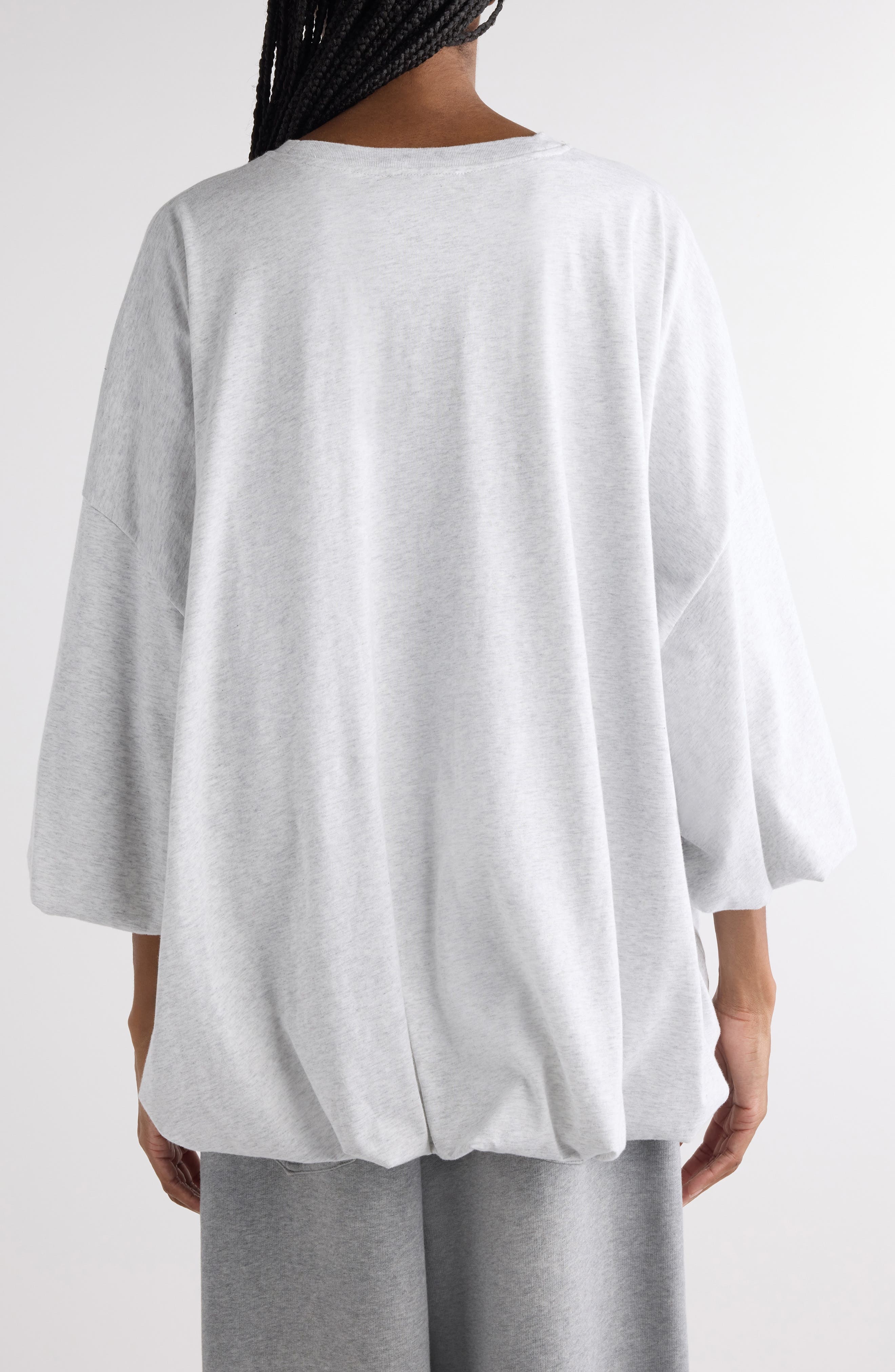 Acne Studios Eniko Bubble Hem Sweatshirt in Grey Melange at Nordstrom - 3