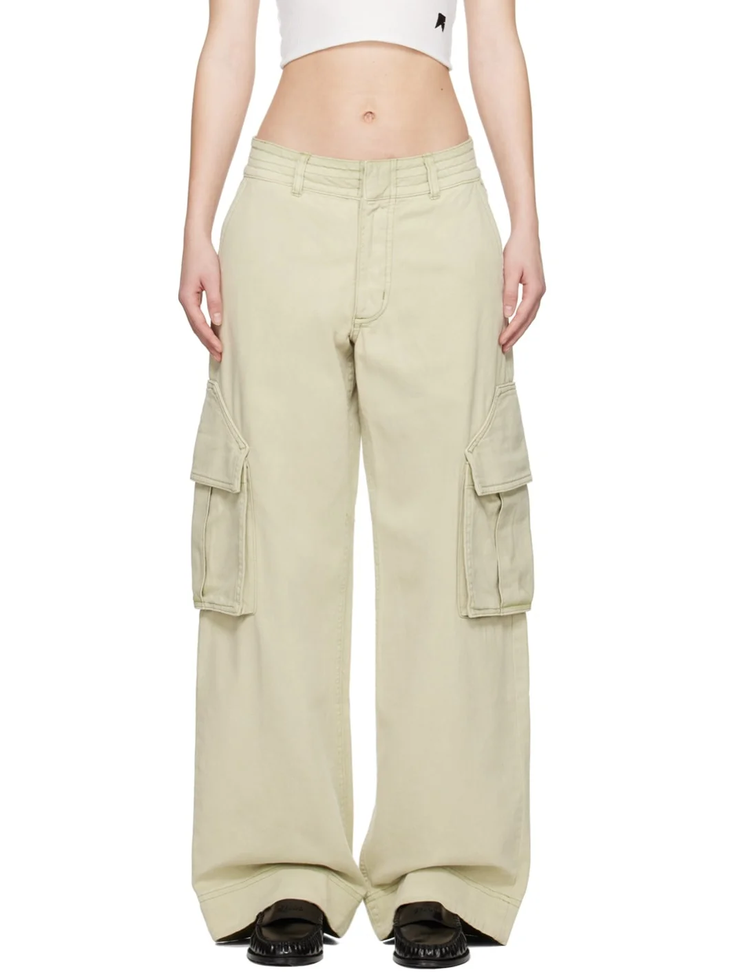 Beige Faded Cargo Pants - 1