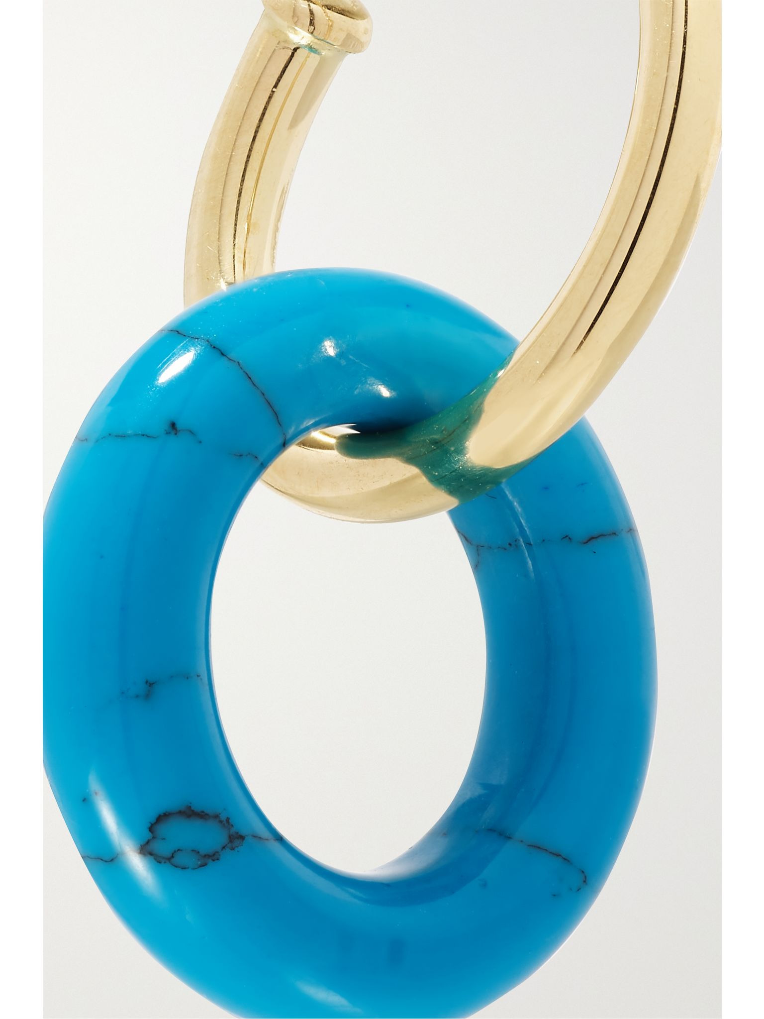 Donut 14-karat gold turquoise hoop earrings Gold - 5