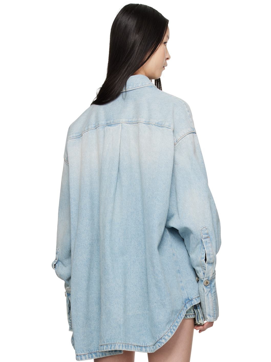 Blue Oversized Denim Shirt - 3