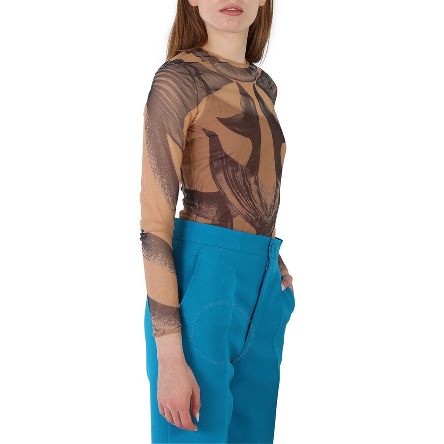 Burberry Ladies Mermaid Tail-Print Tulle Long Sleeve Bodysuit - 4