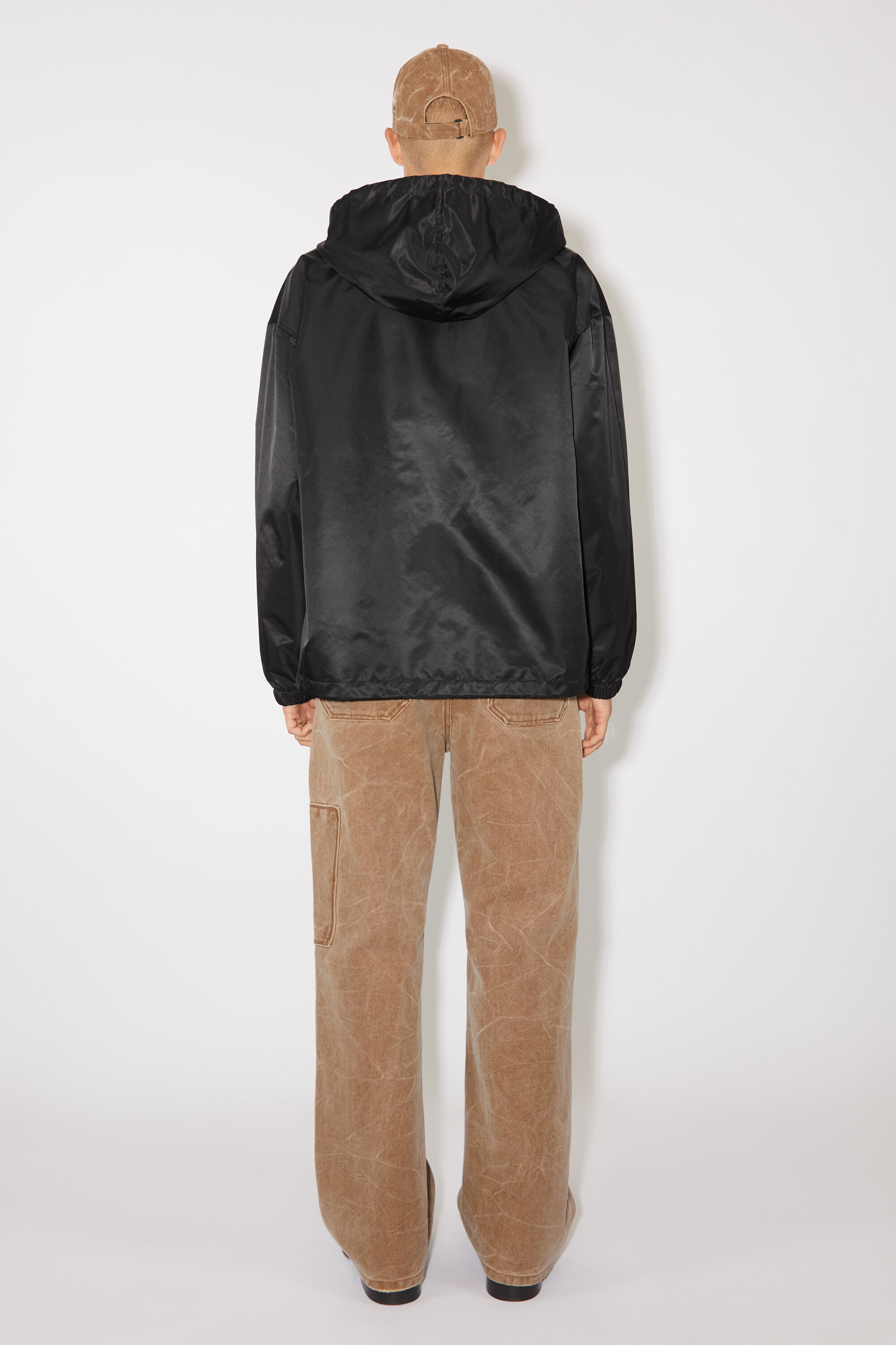 Hooded nylon jacket - Black - 3