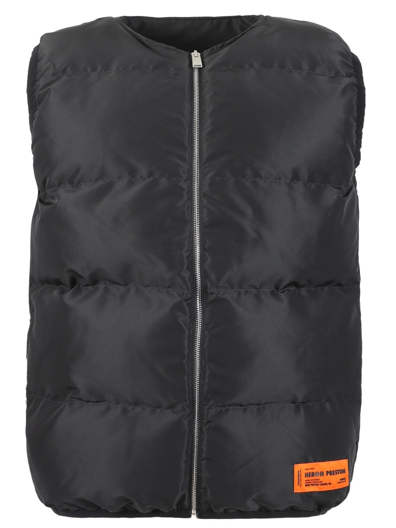 Logo Tape Nylon Padded Vest Black - 1