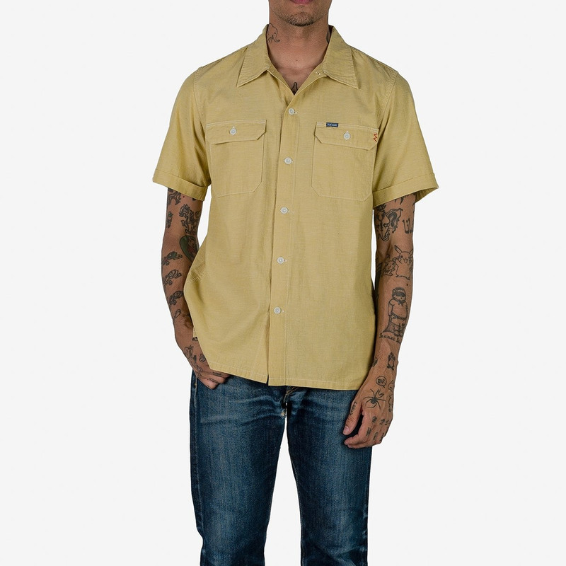 Iron Heart IHSH-388-YEL 4oz Selvedge Short Sleeved Summer Shirt - Yellow outlook